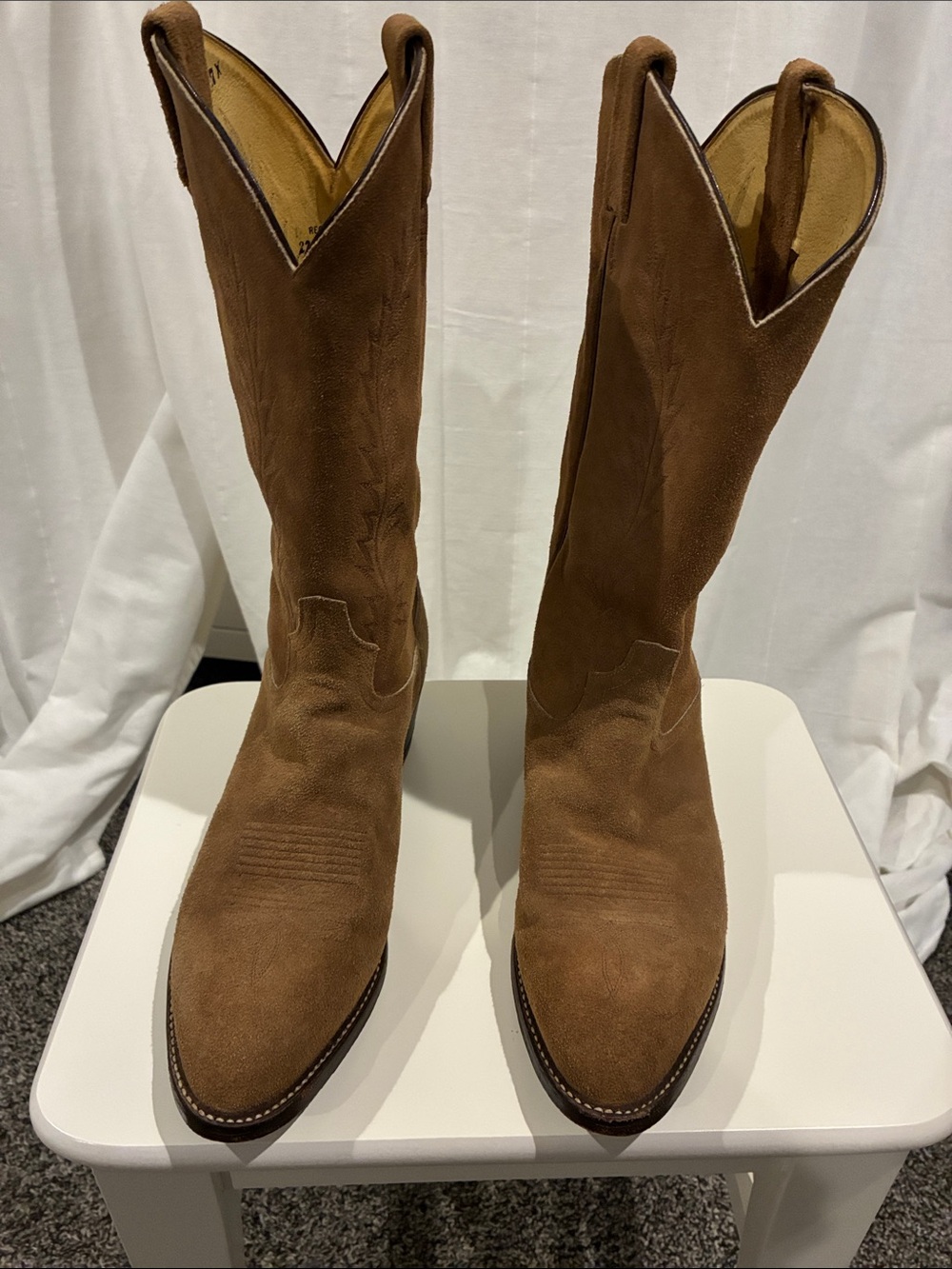Tony Lama Tan Suede Cowboy Boots